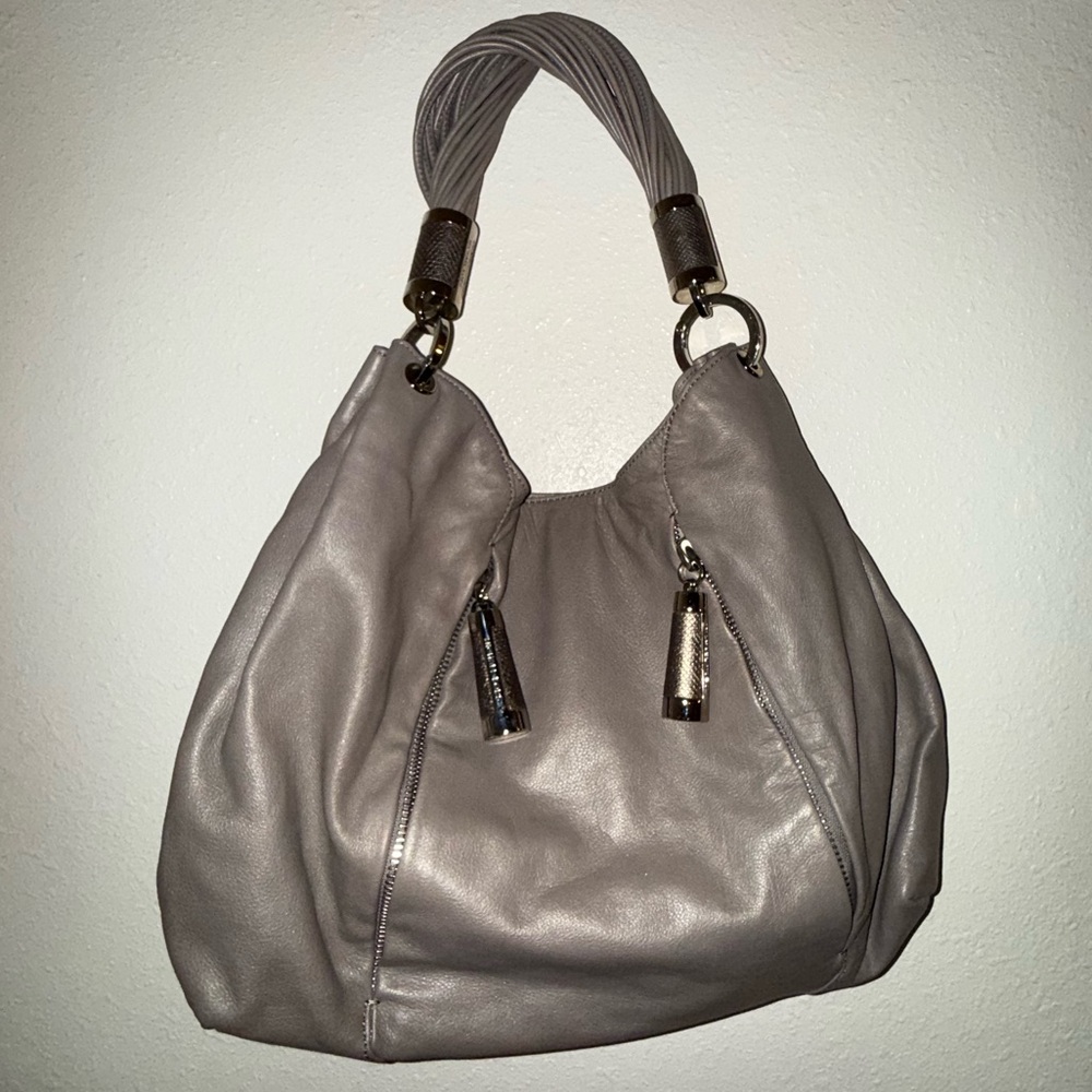 Gray Leather Michael Kors Shoulder Bag